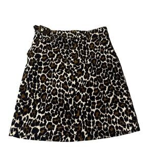 J.Crew Skirt Womens 00 Brown Corduroy Buckle Mini Skirt‎ In Leopard Skirt